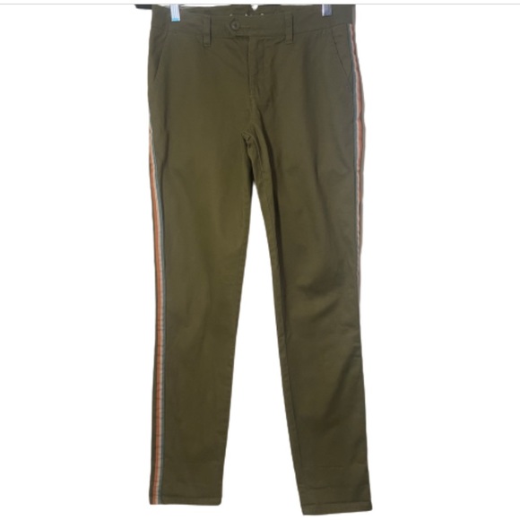 Roxy Poetry Mountains & Waves Side Striped Khaki Green Chinos Trousers Size 25 - Picture 1 of 11